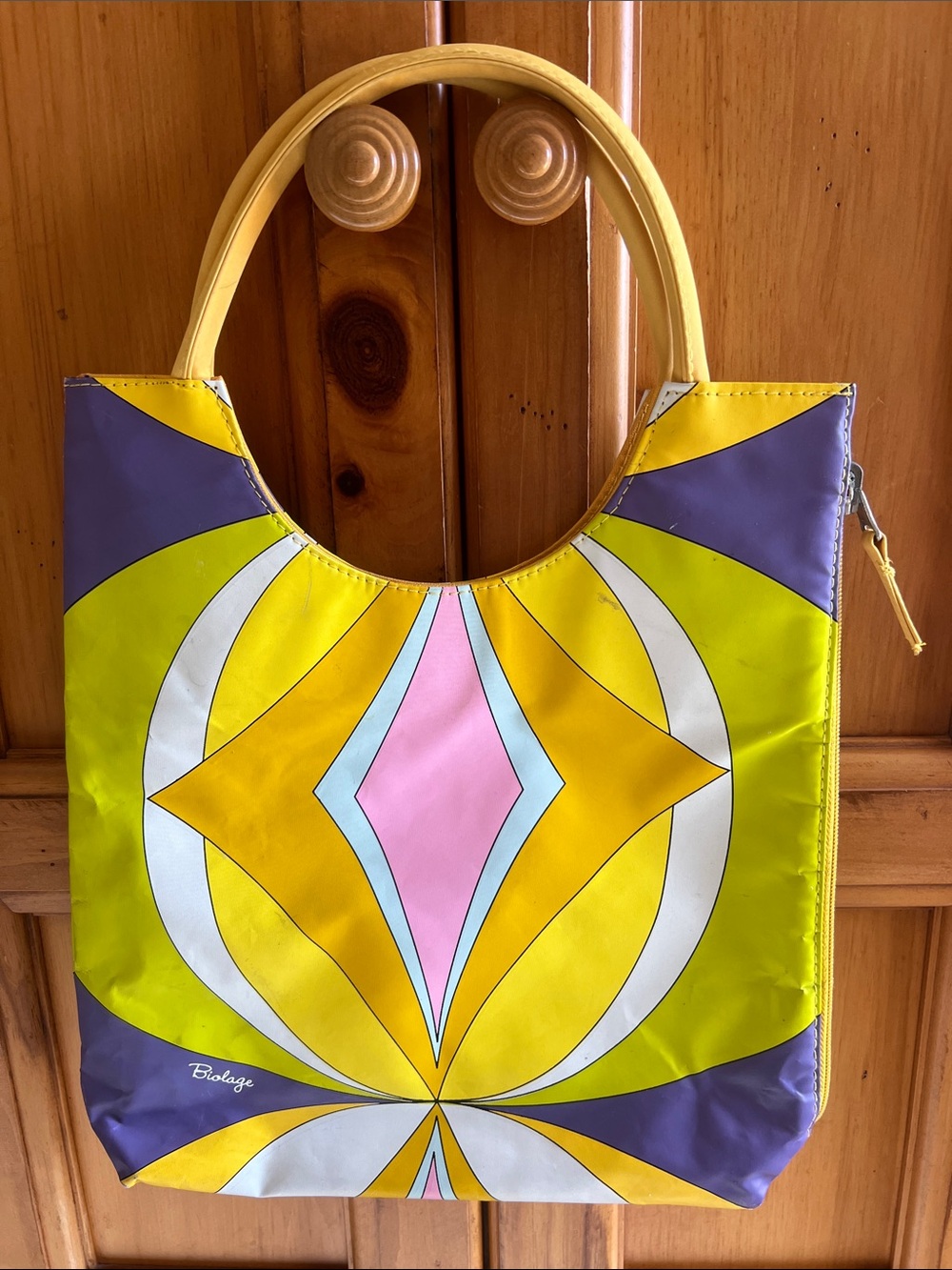 Biolage Yellow Geometric Print Shoulder Bag